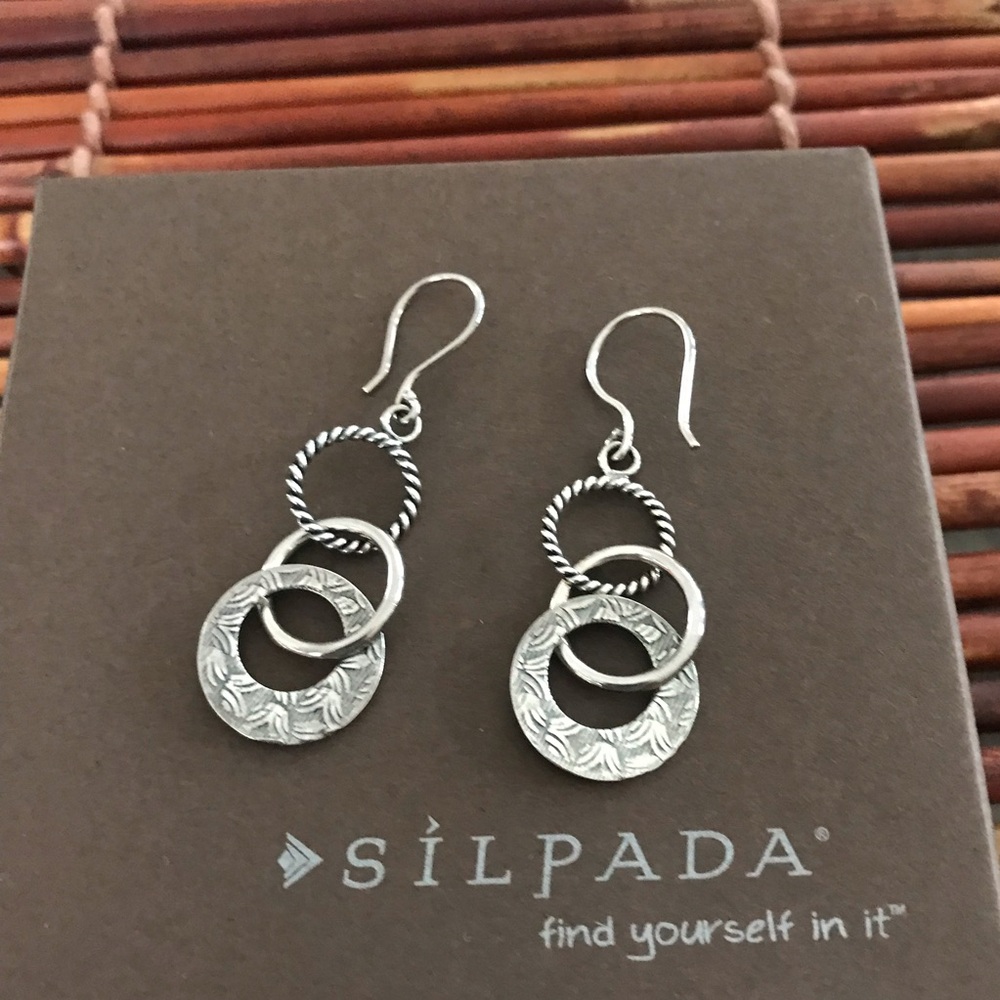 Silpada Sterling Silver Triple Circle Dangle Earrings